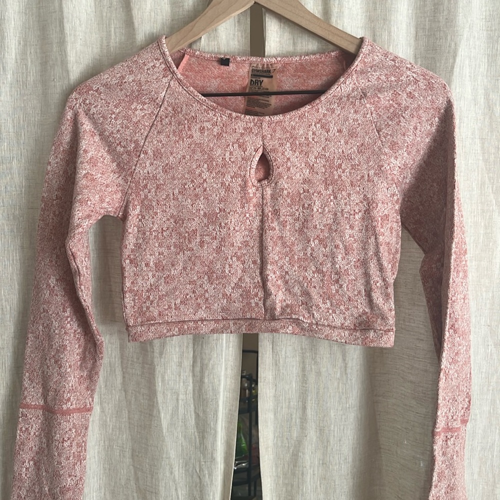 Gymshark Pink Long Sleeve Stretch Crop Workout Top